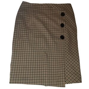 Cleo Tan and Black Plaid Button Detailed Skirt 4